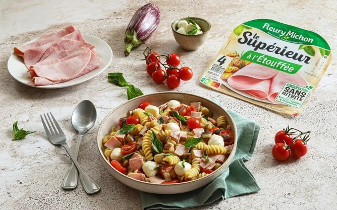 Pâtes à l’italienne aux aubergines, tomates et jambon de porc