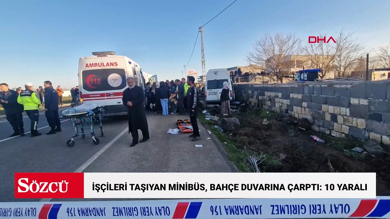 Diyarbakır'da işçileri taşıyan minibüs, bahçe duvarına çarptı: 10 yaralı