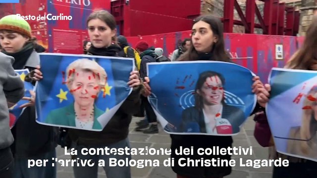 La contestazione dei collettivi per l'arrivo a Bologna di Christine Lagarde. Il video