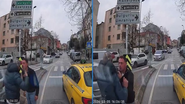 Üsküdar’da yol verme tartışması kavgaya dönüştü: O anlar kamerada