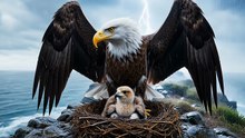 Bald Eagle Shields Chick From Storm ,Storm vs Mother Eagle — Nature’s Fiercest Protection