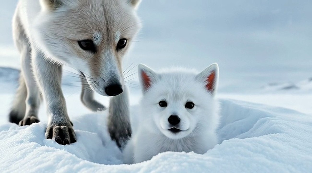 Arctic Fox Digs Out Buried Pup After Snowfall 🔥 Buried by Snow — Saved by Love
