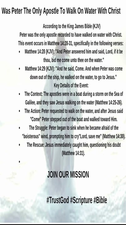Was Peter The Only Apostle To Walk On Water With Christ #Scripture #TrustGod #Bible