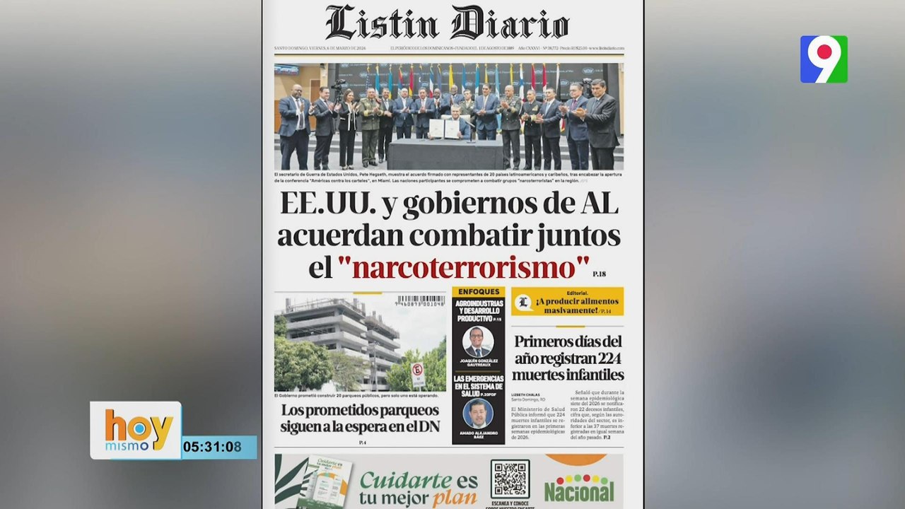 Titulares prensa dominicana viernes 06 de marzo 2026 | Hoy Mismo