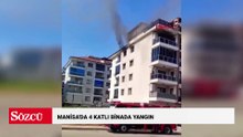 Manisa'da 4 katlı binada yangın