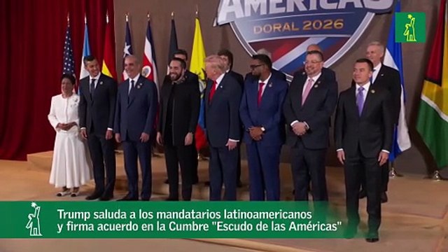 Trump saluda a los mandatarios latinoamericanos y firma acuerdo en la Cumbre Escudo de las Américas