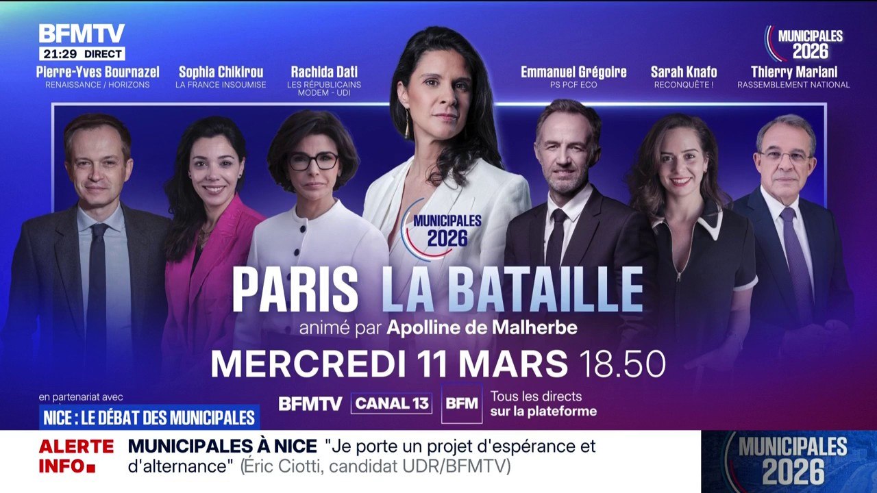 Municipales à Paris: suivez notre émission spéciale ce 11 mars à partir de 18h50 sur BFMTV