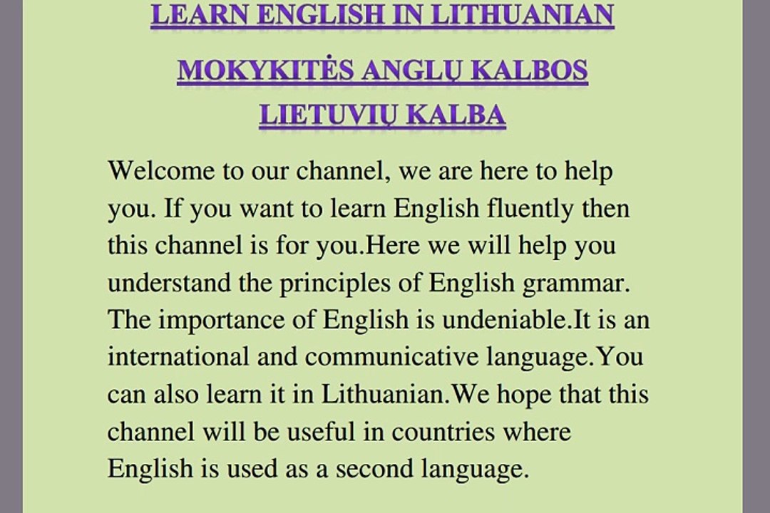 MOKYKITĖS ANGLŲ KALBOS LIETUVIŲ KALBA( Angliškas turinys)