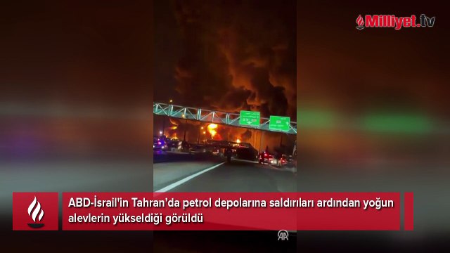 ABD-İsrail'in Tahran’da petrol depolarına saldırıları ardından yoğun alevlerin yükseldiği görüldü