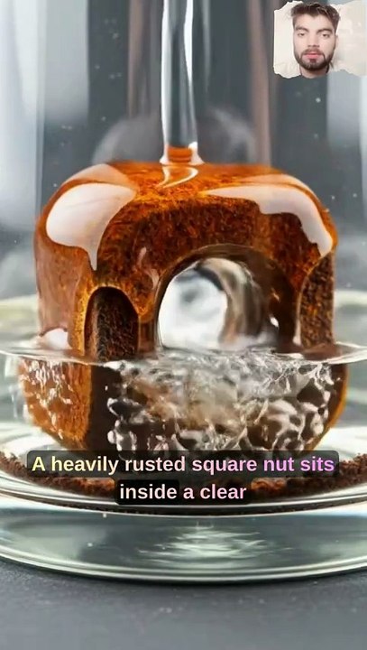 Rusty Square Nut Restoration in Acid | Satisfying Rust Removal Macro