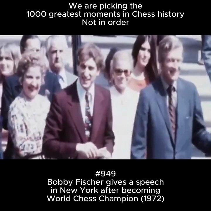 Bobby Fischer gives a speech in New York after becoming World Chess Champion (1972). #bobbyfischer