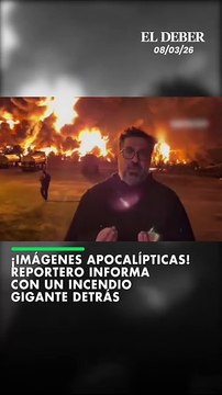 ¡Imágenes apocalípticas! Reportero informa con un incendio gigante detrás