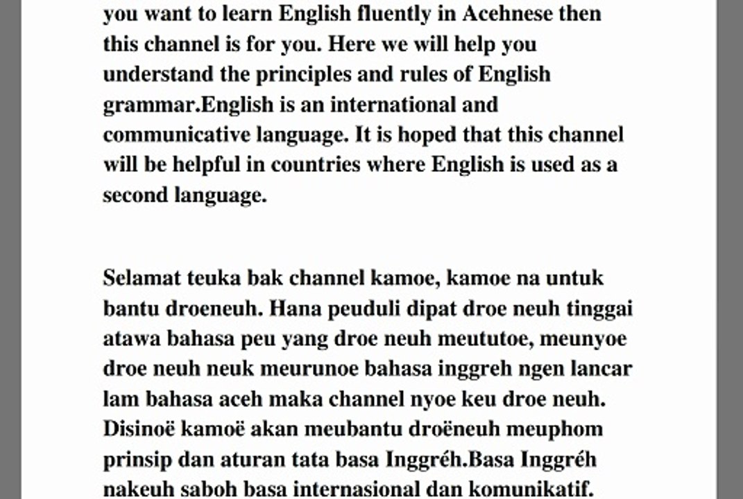 Belajar bahasa Inggris dalam Bahasa Aceh( kalimat dan jeunèh kalimat)