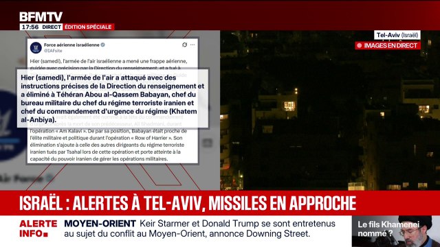 L'armée israélienne a annoncé avoir éliminé à Téhéran le chef du bureau militaire du chef du régime iranien