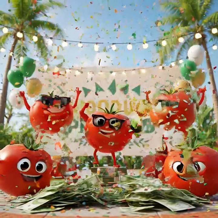 🍅 Happy Tomato Party Dance | Funny Tomato Enjoying the Party 🎉