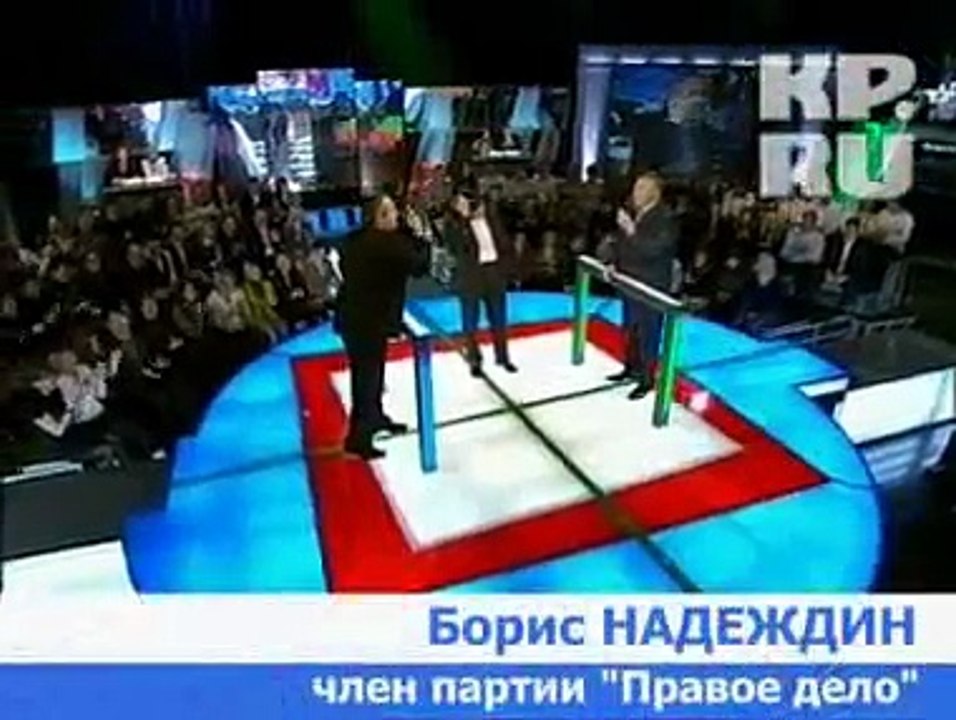 Жириновский опровергает Надеждину мем про "каждой бабе - по мужику, каждому мужику по бутылке водки" (2008)