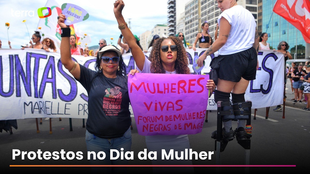 No Dia da Mulher, protestos reúnem milhares de pessoas nas capitais