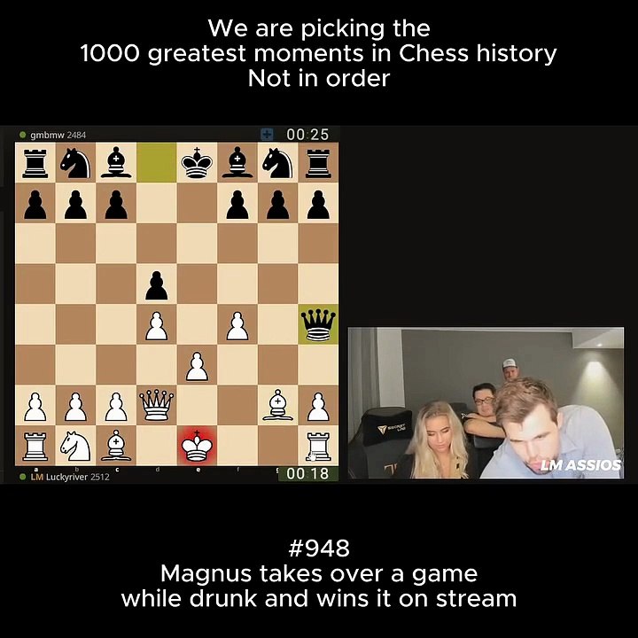 Magnus takes over a game while drunk and wins it on stream. #chessnetx #magnuscarlsen #chess