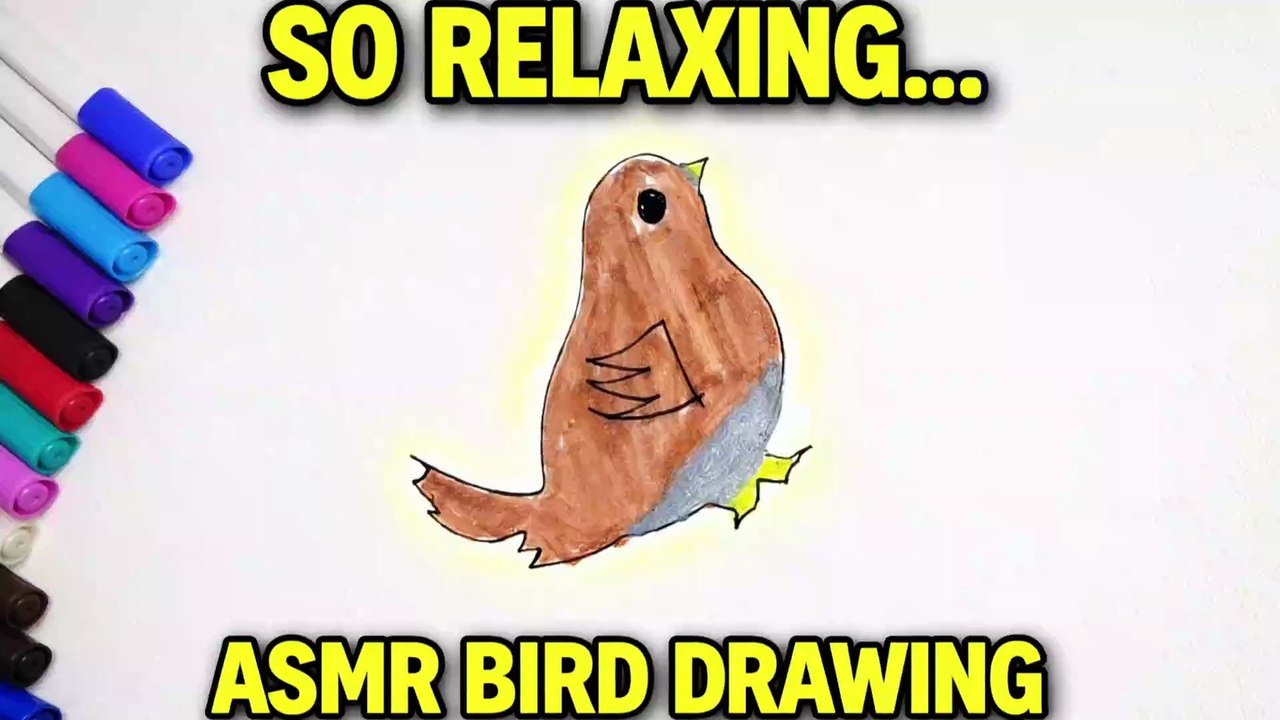 Relaxing ASMR Bird Drawing with Markers | Satisfying & Calming Art Process
