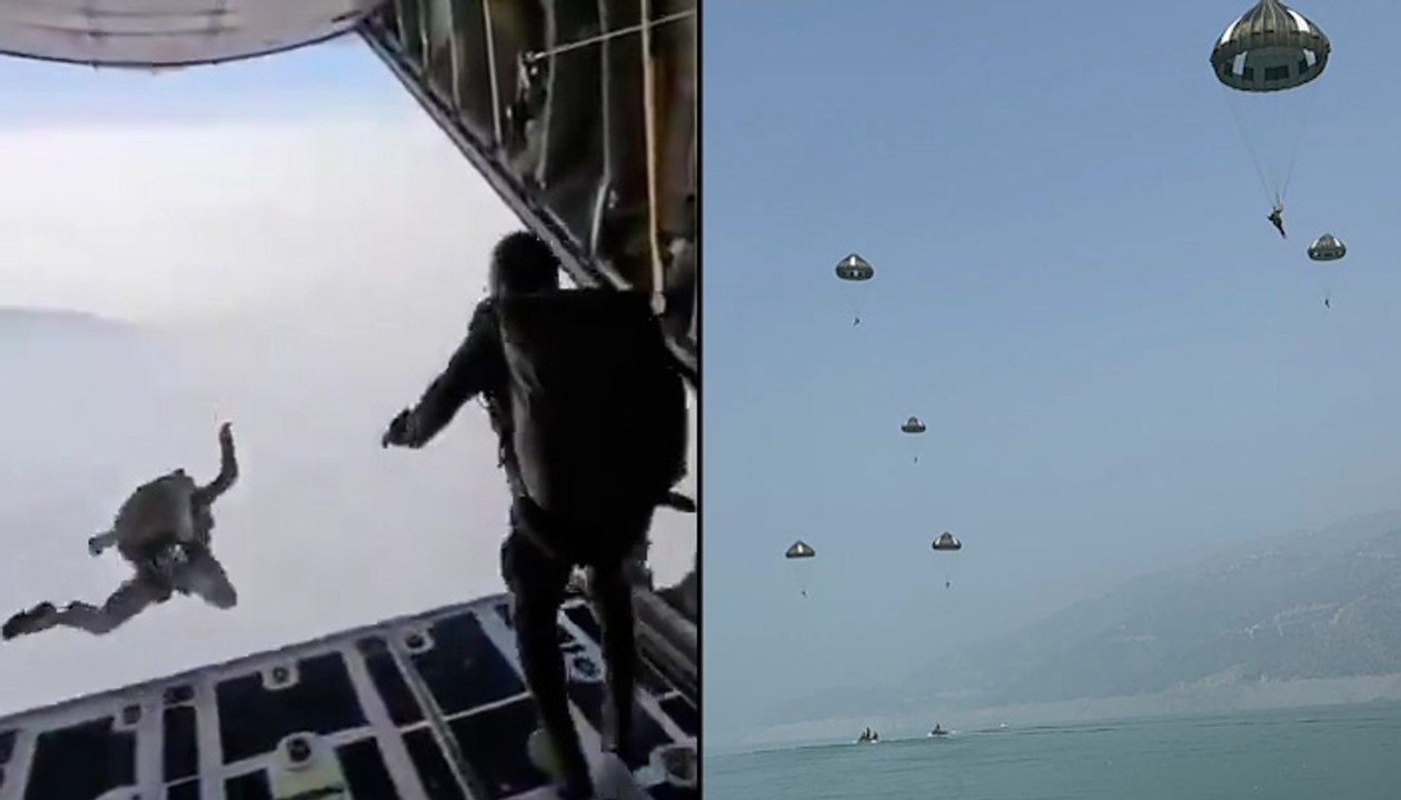 Indian Army & IAF Paratroopers Drop Over Tehri Lake | Joint Combat Drill 🇮🇳