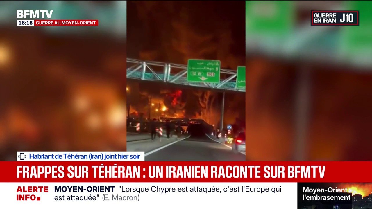 "L'odeur de pétrole et de fumée brûle la gorge": un habitant de Téhéran raconte les frappes sur les dépôts pétroliers à BFMTV