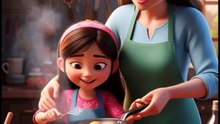 Mother and Cute Baby Girl Cooking In Ramza