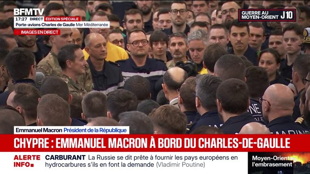 Protéger nos compatriotes , protéger nos alliés , coordonner une manœuvre défensive ...Emmanuel Macron détaille le cadre dans lequel le Charles-de-Gaulle va opérer en Méditerranée