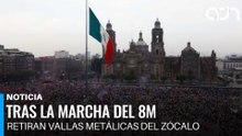 Tras la marcha del 8M, retiran vallas metálicas del Zócalo de la CDMX