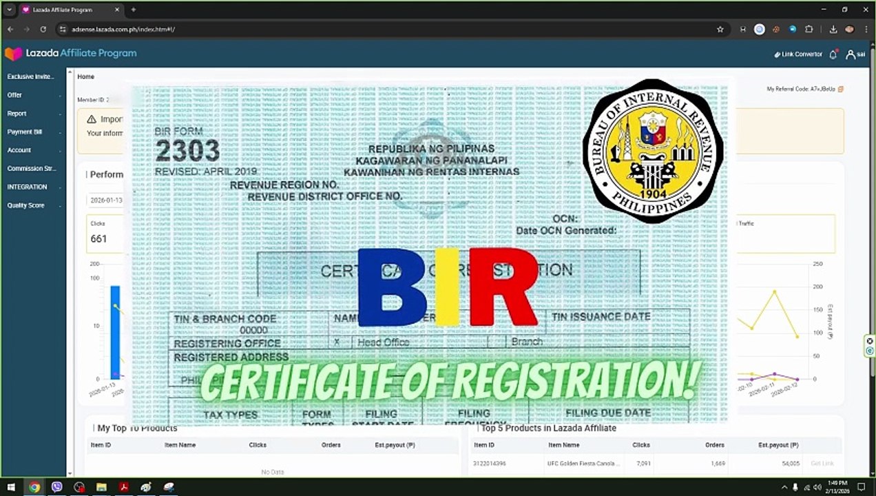 PAANO MAG FILL-UP NG LAZADA AFFILIATE INVOICE? 📄 Non-VAT & BIR 2303 Submission (Guide 2026)