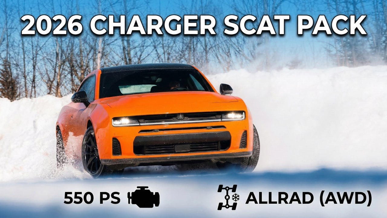2026 Dodge Charger Scat Pack Coupé mit SIXPACK Sechszylinder im Schneetest