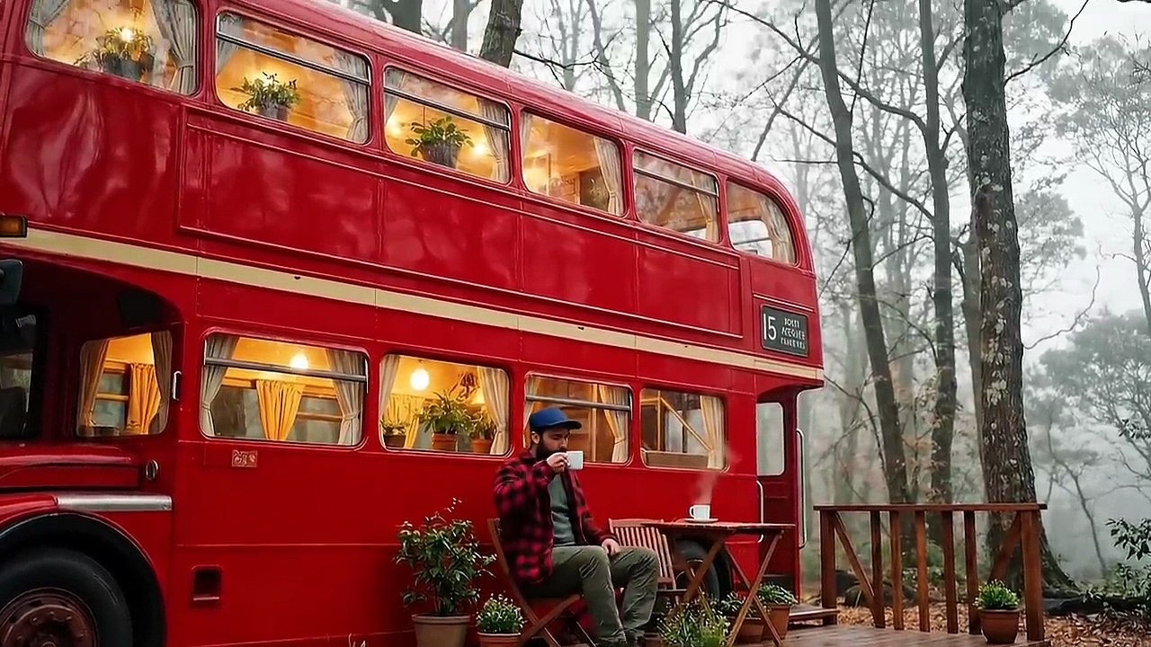 Abandoned Double-Decker Bus into Two-Story House Transformation