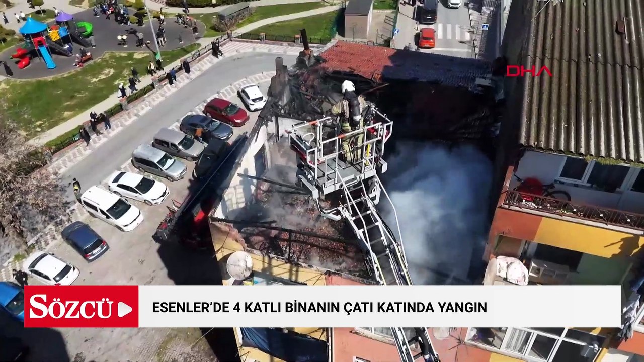 Esenler'de 4 katlı binanın çatı katında çıkan yangın söndürüldü