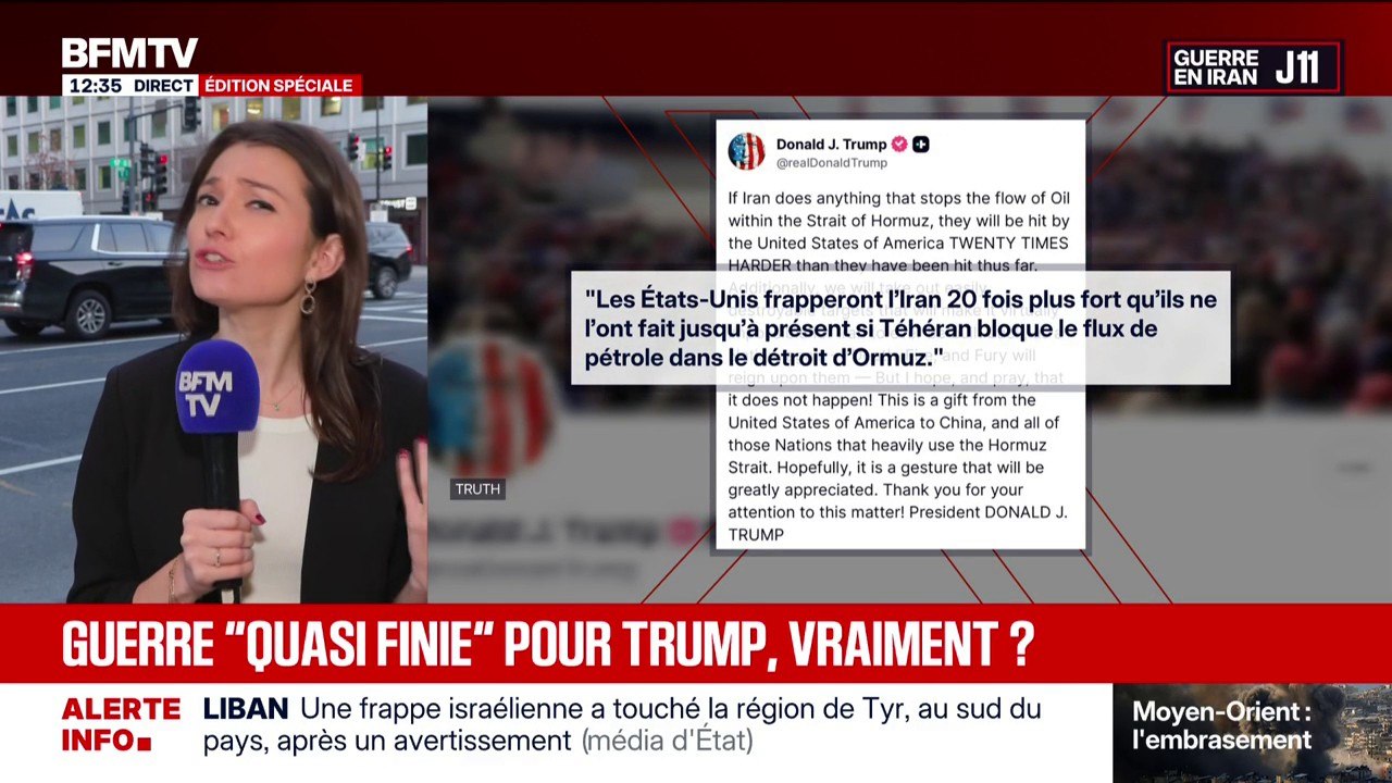 Guerre au Moyen-Orient: Donald Trump assure que la guerre est "quasi finie"