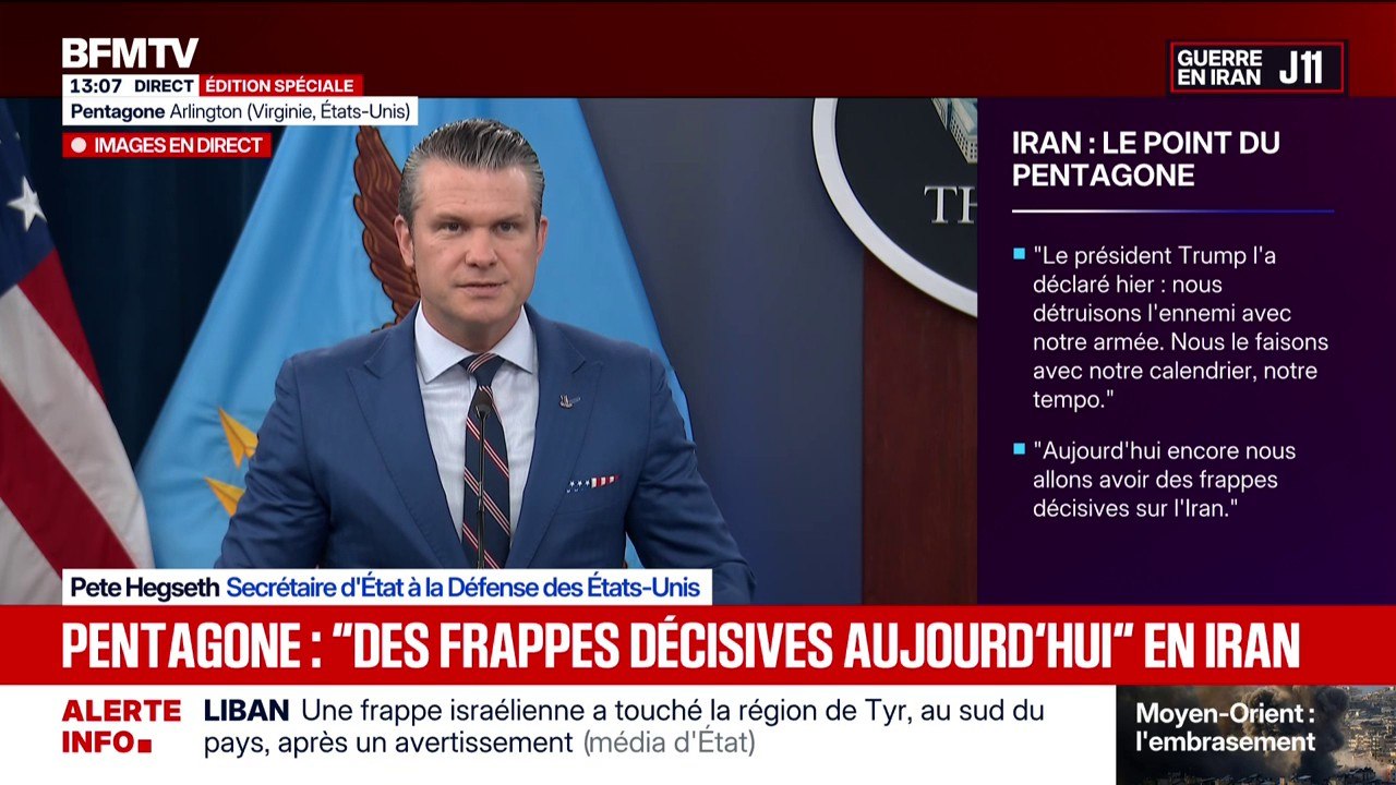 Guerre au Moyen-Orient: "Aujourd'hui, nous allons avoir des frappes décisives sur l'Iran", annonce Pete Hegseth, secrétaire d'État à la Défense des États-Unis