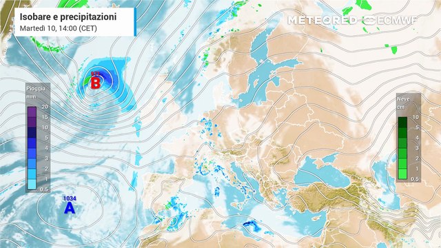 Martedì 10 marzo: evoluzione meteo prevista in Italia nei prossimi giorni