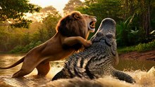 Lion vs Crocodile – Deadly River Crossing