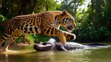 Jaguar Underwater Attack on Caiman
