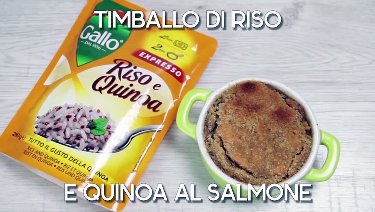 Timballo di riso e quinoa, con salmone e latte di cocco
