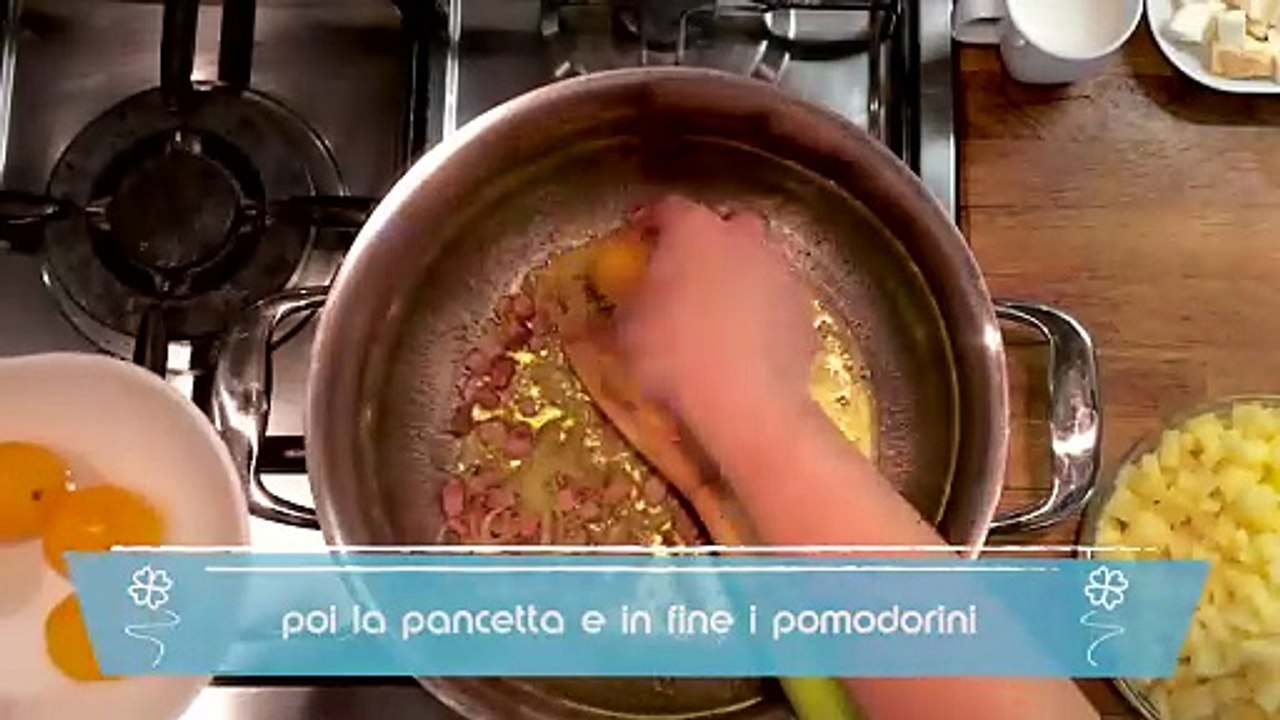 Pasta e patate con pomodorini gialli e mousse di provola di agerola