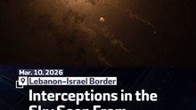 Interceptions in the Sky Seen From  Lebanon-Israel Border