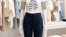 Elegant Women’s Casual Set (Striped Blouse + Tailored Pants)
