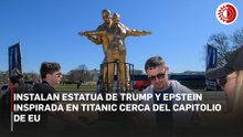 Colocan estatua de Trump y Epstein imitando escena de Titanic cerca del Capitolio de EU