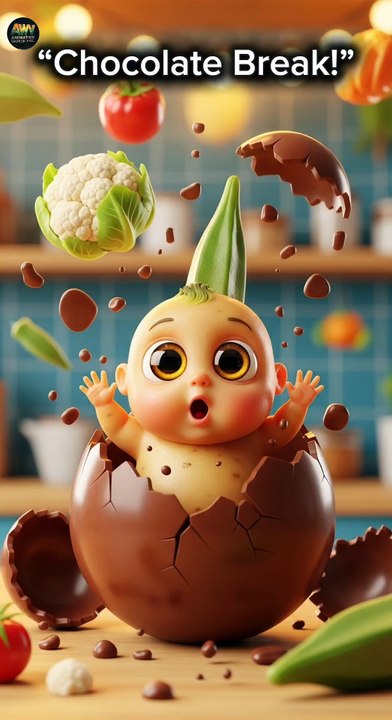 🍫 Chocolate Vegetable Babies Break Free! 🥔🥦🌿 Cute ASMR #shorts #asmr #animation #cute