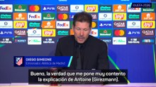 Simeone, sobre el futuro de Griezmann