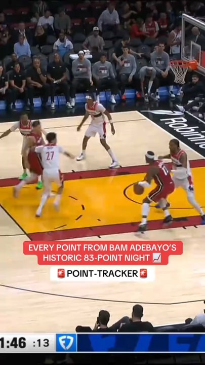 83 POINTS… oui, vous avez bien lu. Cette nuit, Bam Adebayo a signé l’une des performances les plus folles de l’histoire de la NBA ! 😱📊 Sa ligne de stats est irréelle :	•	83 points	•	20/43 au tir	•	7 tirs à 3 points