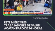 Este miércoles trabajadores de salud acatan paro de 24 horas