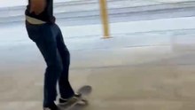 Skater's Hippie Jump Fails as He Misses the Board