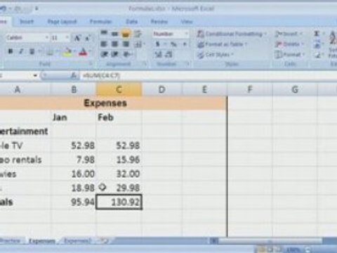 Excel 2007 Demo: Use simple formulas