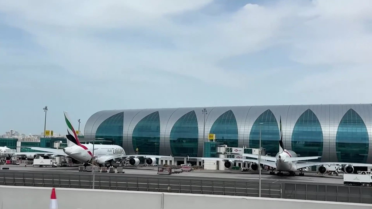 Views of Dubai airport after two drones fell in its vicinity