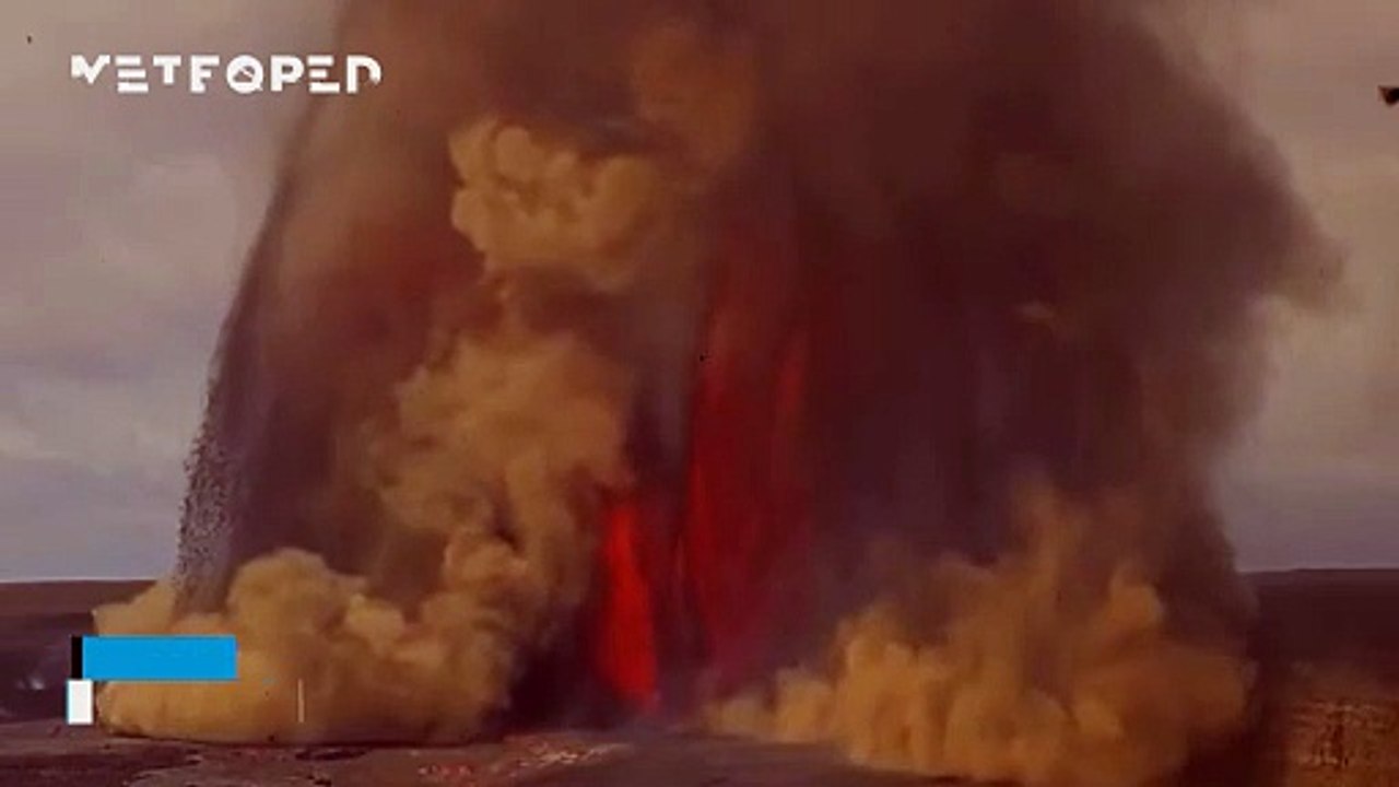 The latest eruption of the Kilauea volcano (Hawaii) leaves lava fountains over 100 meters high